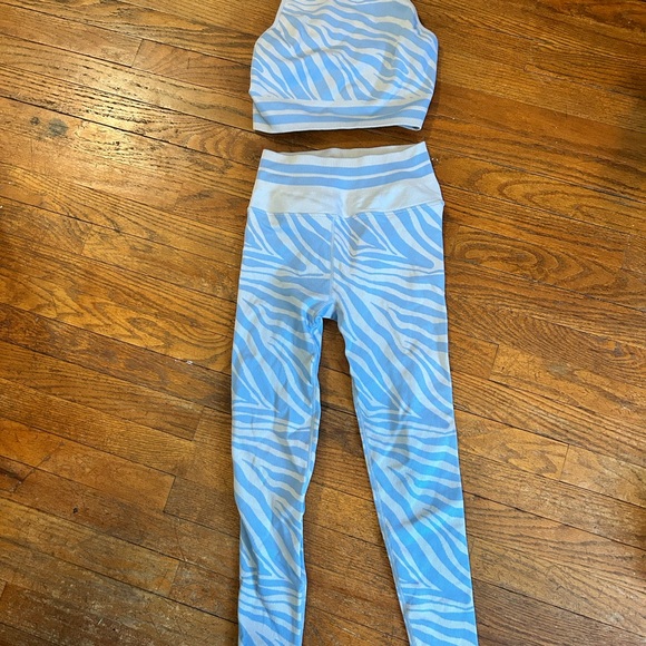 Spiritual Gangster Pants - Spiritual Gangster Blue and White Zebra Leggings + Matching Top